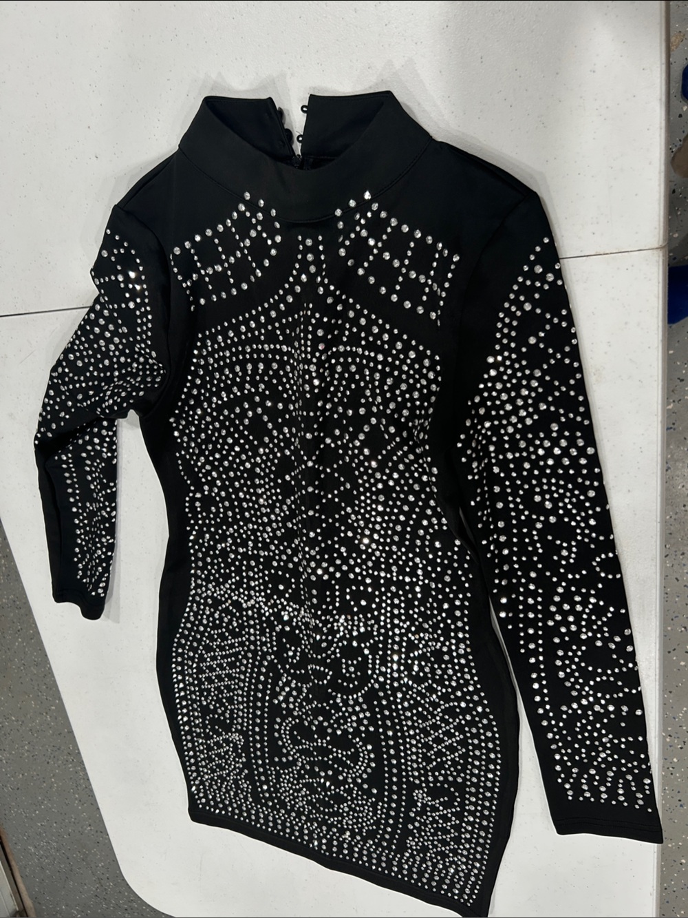 Black Long-Sleeve Studded Bodycon Dress